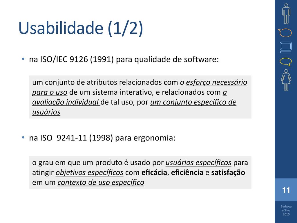 Usabilidade (1/2) na ISO/IEC 9126 (1991) para qualidade de software: