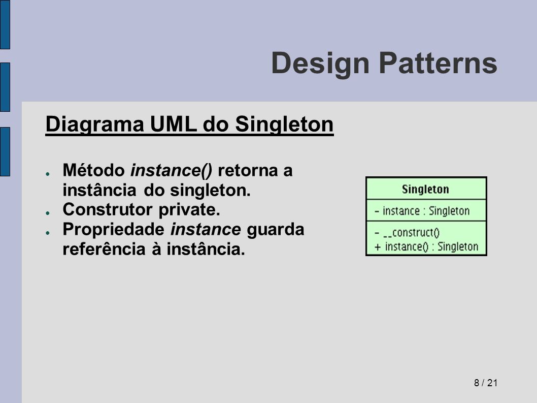 Design Patterns Diagrama UML do Singleton