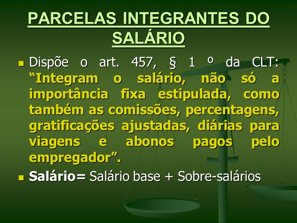 PARCELAS INTEGRANTES DO SALÁRIO
