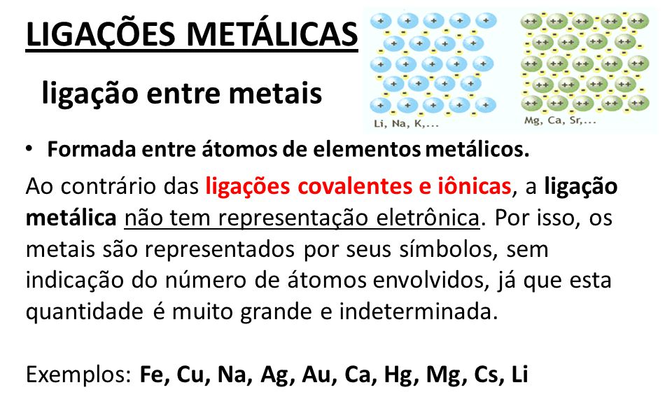 LIGAÇÕES METÁLICAS ligação entre metais
