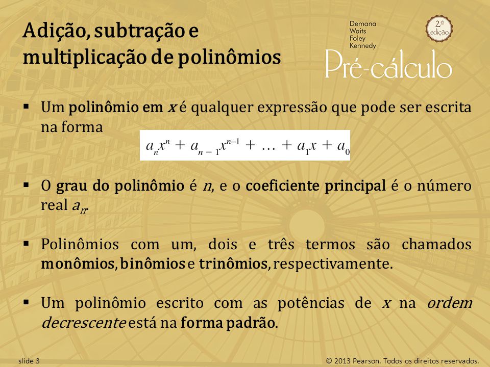 Adição, subtração e multiplicação de polinômios