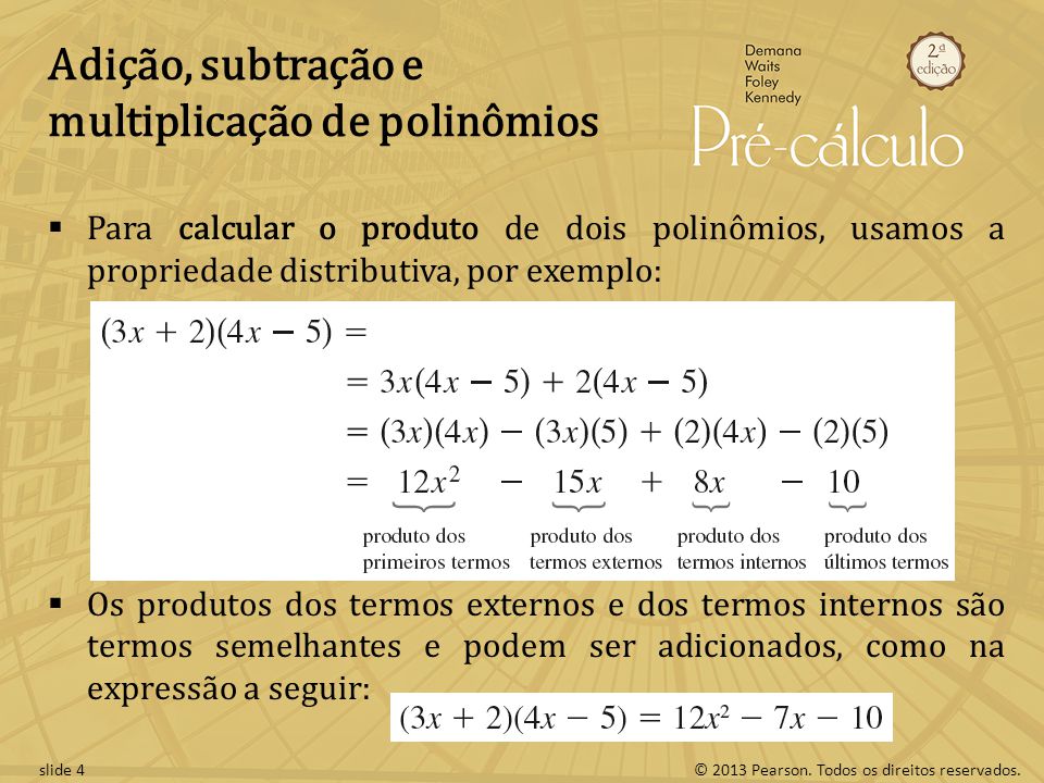 Adição, subtração e multiplicação de polinômios