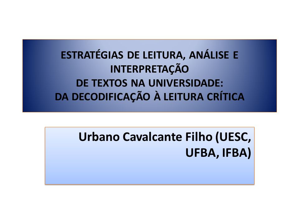 Urbano Cavalcante Filho (UESC, UFBA, IFBA)