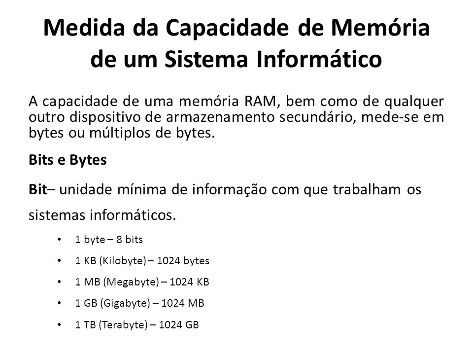 Medida da Capacidade de Memória de um Sistema Informático