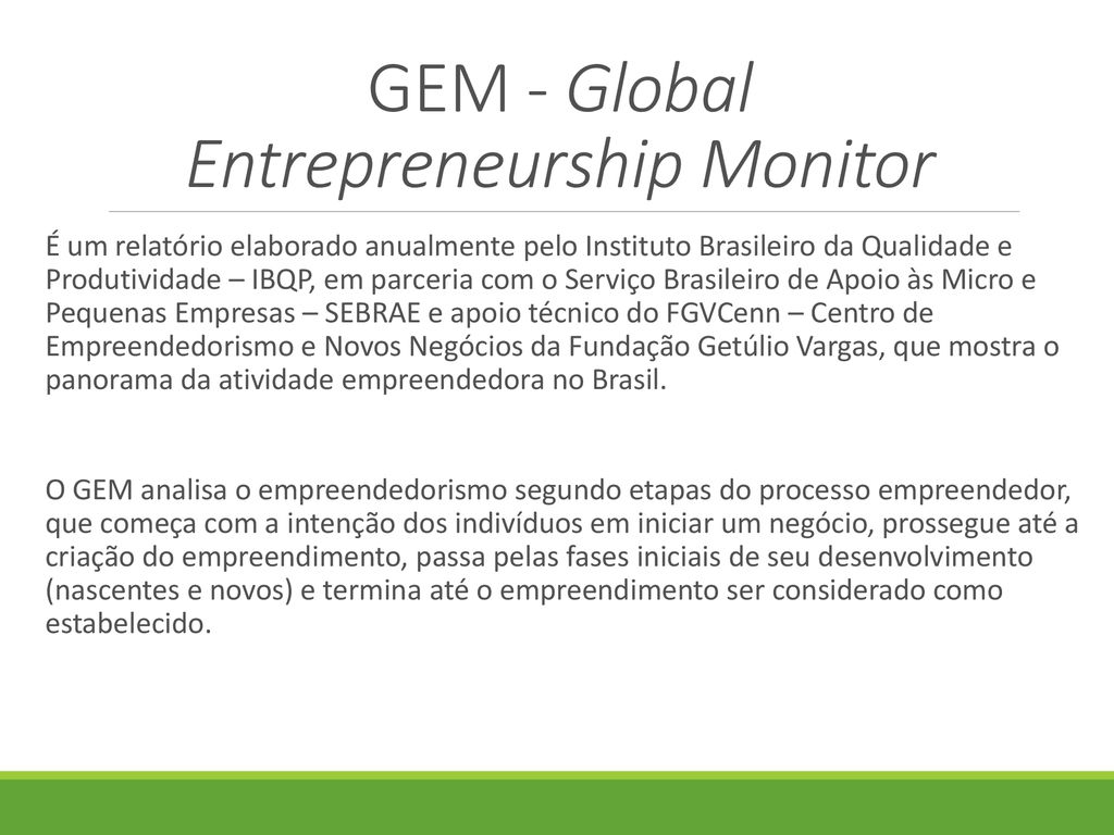 GEM - Global Entrepreneurship Monitor