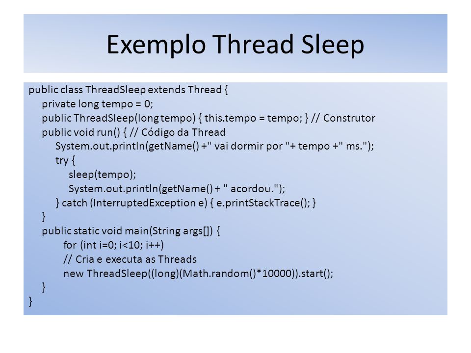 Exemplo Thread Sleep