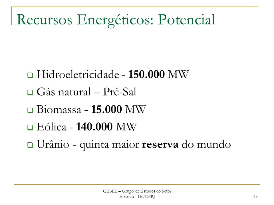 Recursos Energéticos: Potencial