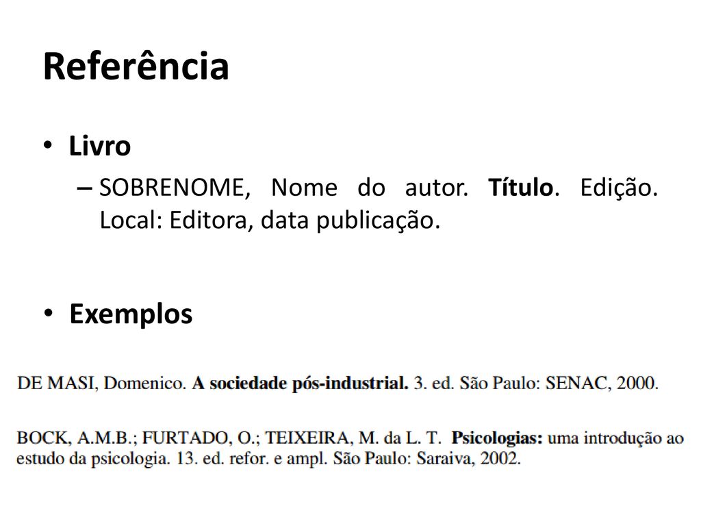 Exemplo De Referencias Com Livro Dde Terceira Edição E Atualizado