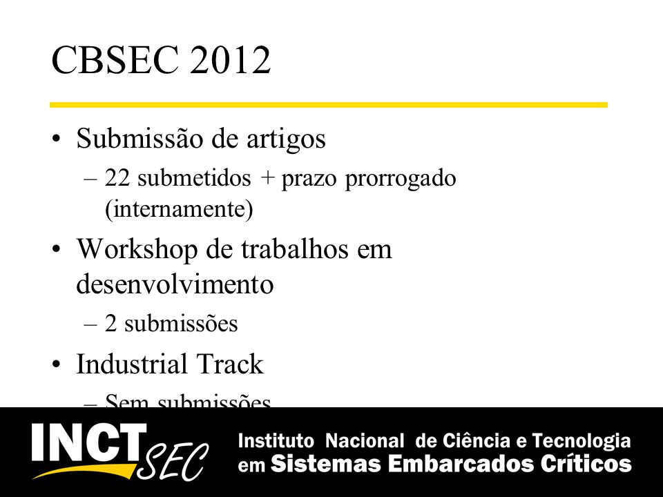 CBSEC 2012 Submissão de artigos