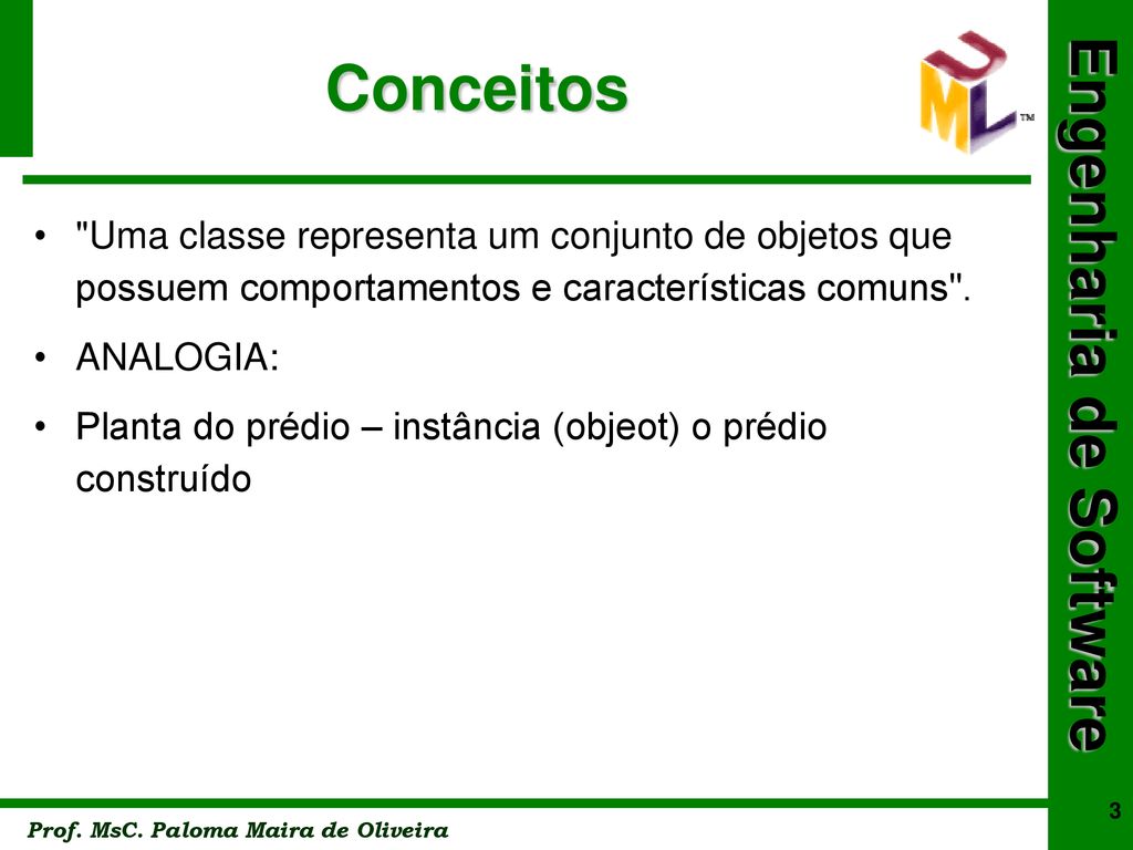 Conceitos Uma classe representa um conjunto de objetos que possuem comportamentos e características comuns .