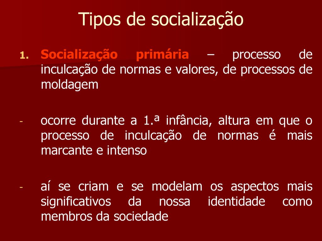 SOCIOLOGIA SOCIEDADE E INDIVÍDUO Socialização - ppt carregar
