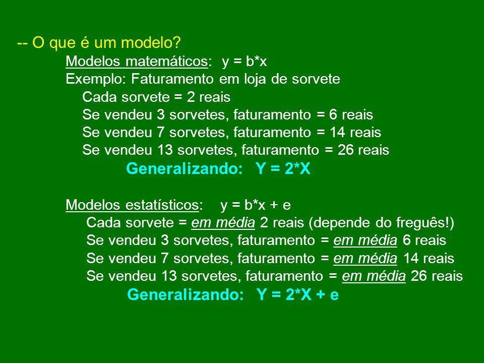-- O que é um modelo Modelos matemáticos: y = b*x