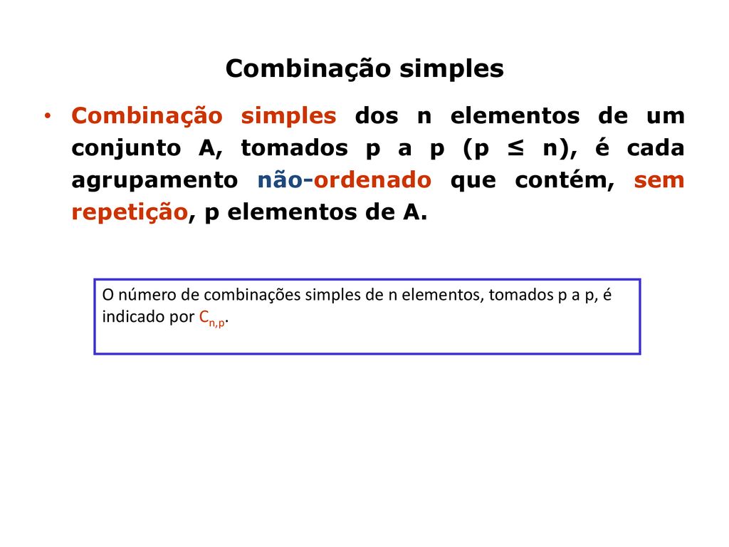 COMBINAÇÃO SIMPLES, ANÁLISE COMBINATÓRIA