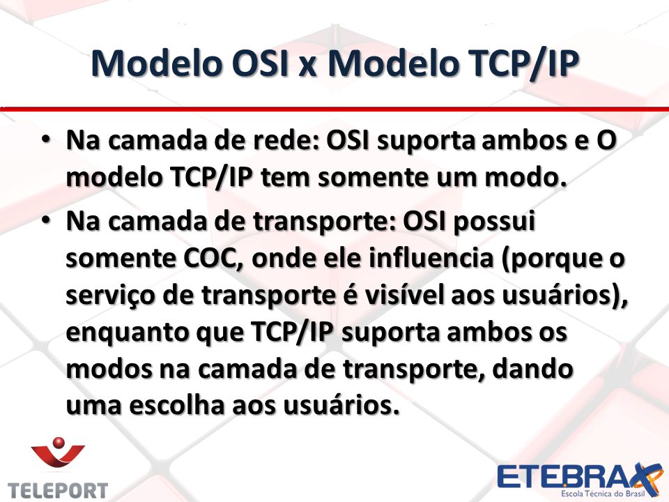 Modelo OSI x Modelo TCP/IP