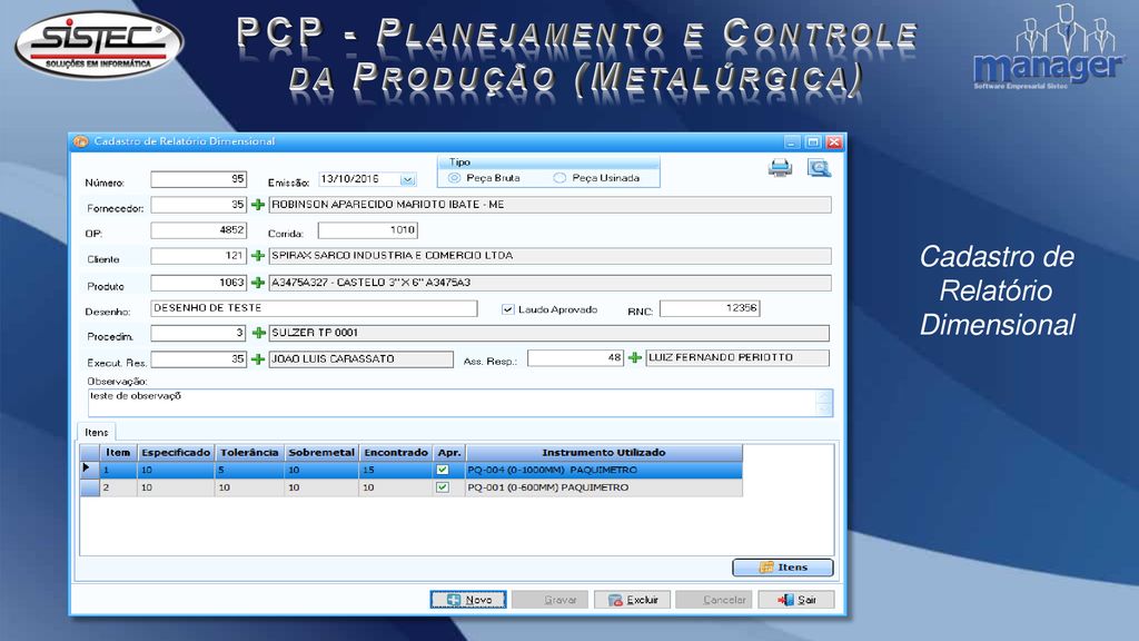 PCP - Planejamento e Controle da Produção (Metalúrgica)