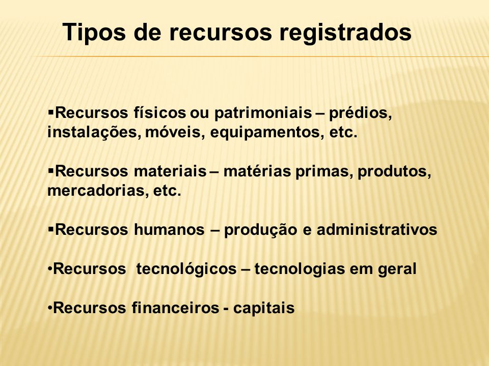 Tipos de recursos registrados