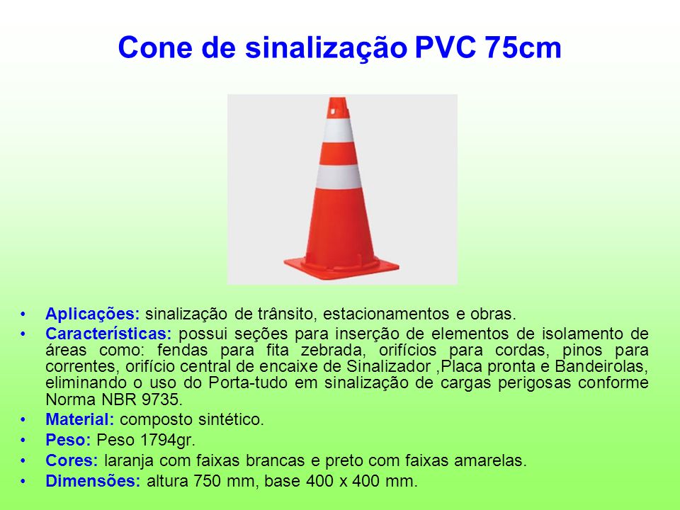 Cone de sinalização PVC 75cm