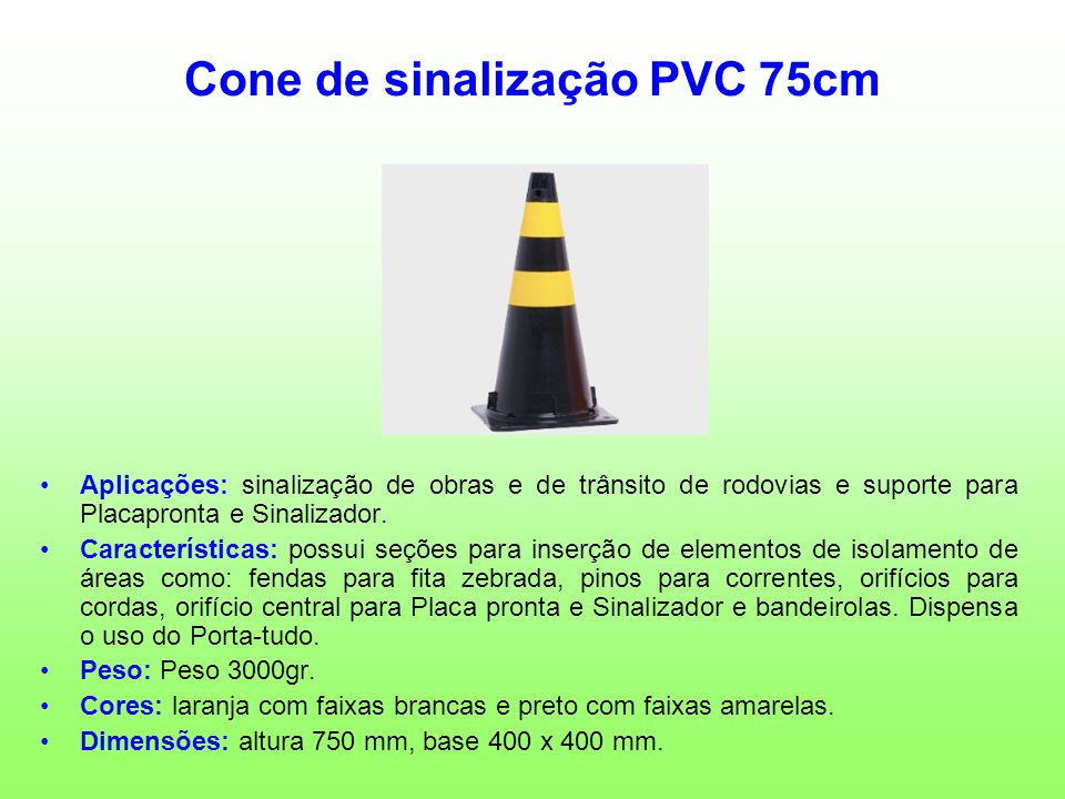 Cone de sinalização PVC 75cm