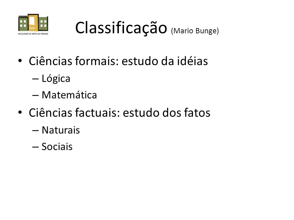 Classificação (Mario Bunge)