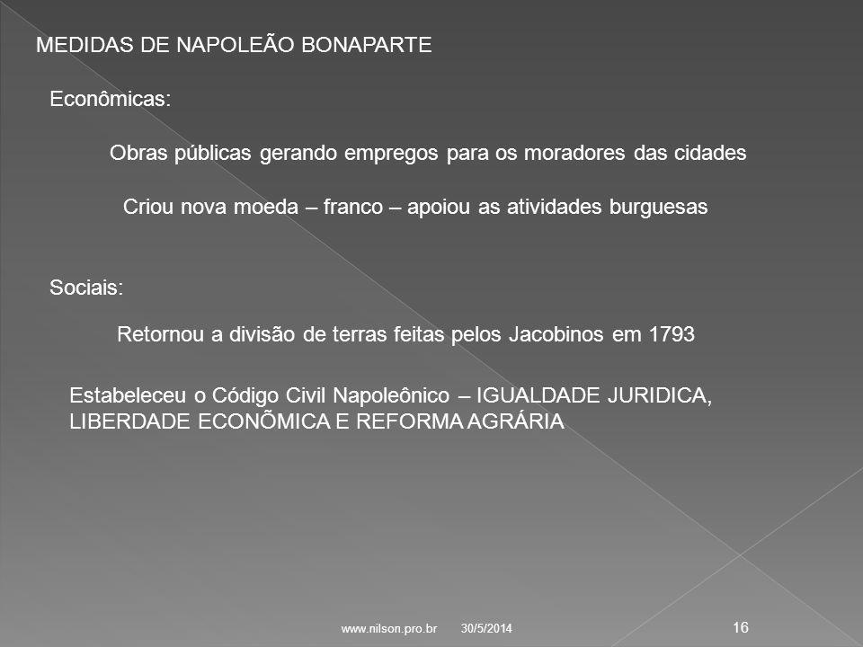 MEDIDAS DE NAPOLEÃO BONAPARTE