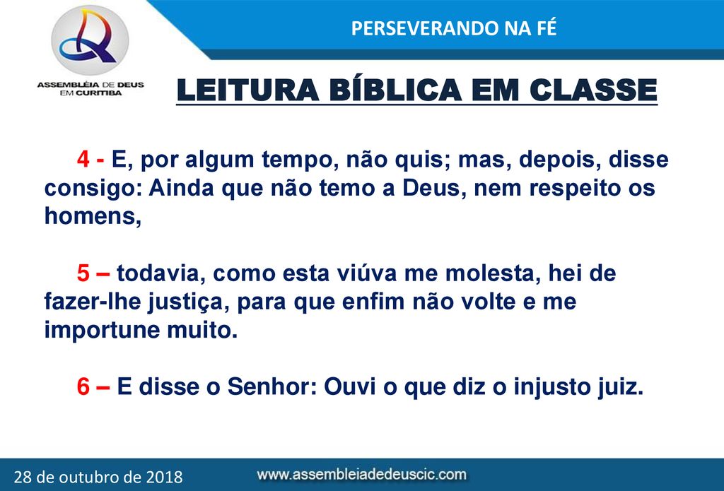 PERSEVERANDO NA FÉ 28 De Outubro De Ppt Carregar