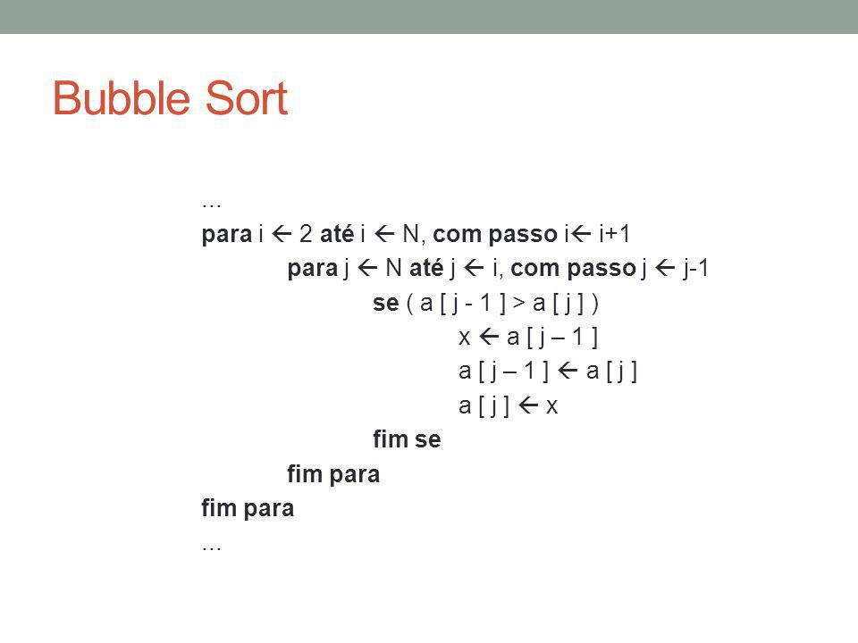 Ordenação com Bubble Sort 