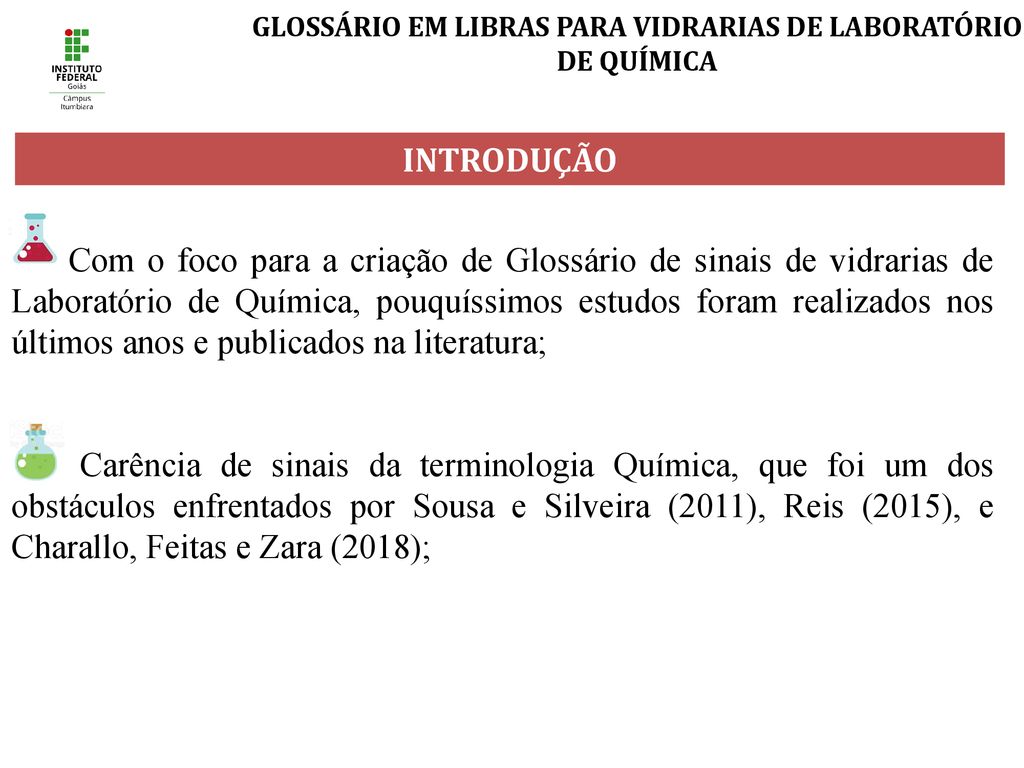 GLOSSÁRIO EM LIBRAS PARA VIDRARIAS DE LABORATÓRIO DE QUÍMICA