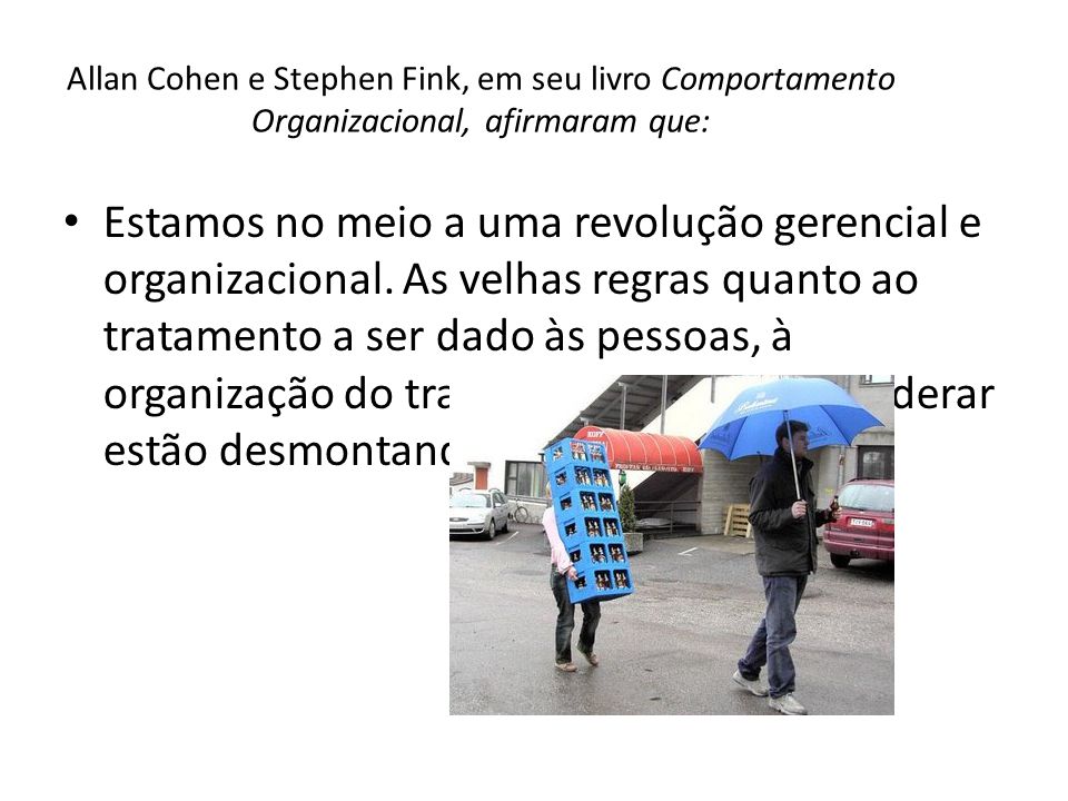 Allan Cohen e Stephen Fink, em seu livro Comportamento Organizacional, afirmaram que: