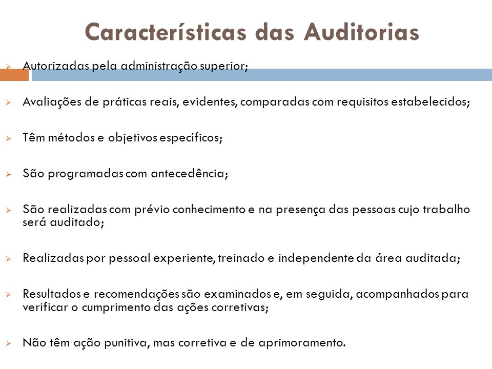 Características das Auditorias