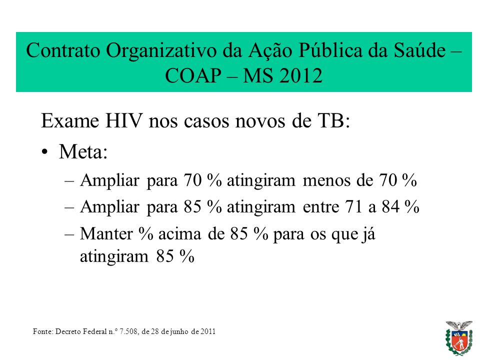 Contrato Organizativo da Ação Pública da Saúde –COAP – MS 2012
