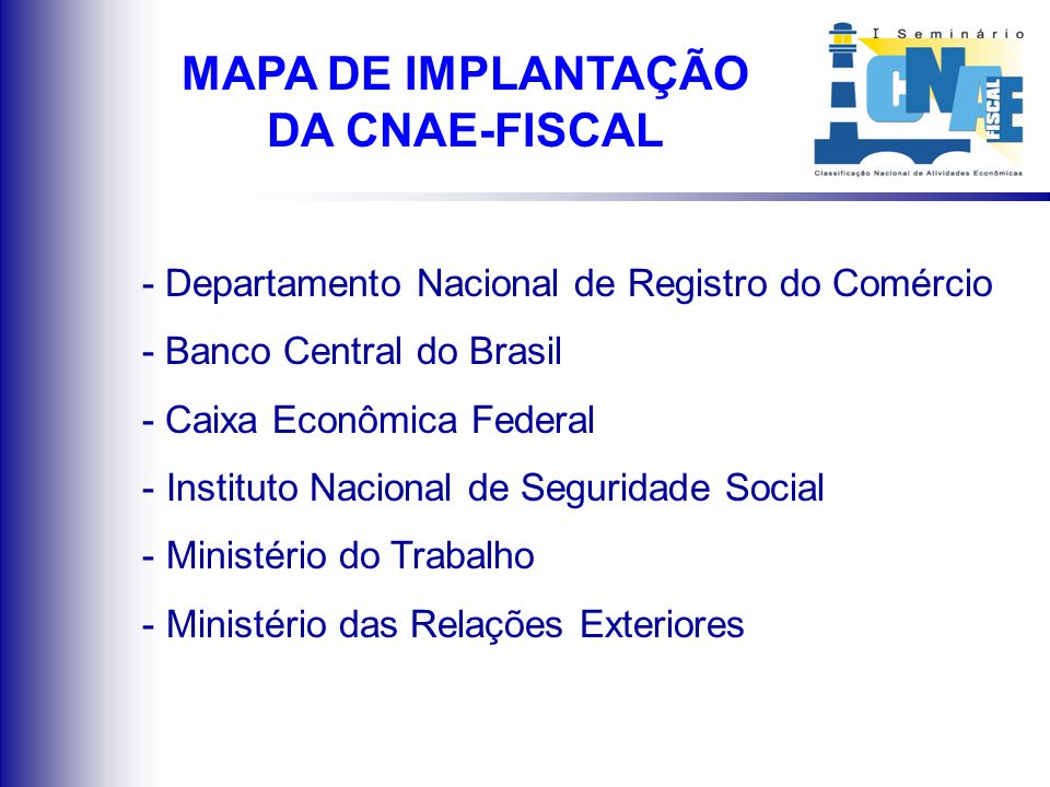 MAPA DE IMPLANTAÇÃO DA CNAE-FISCAL