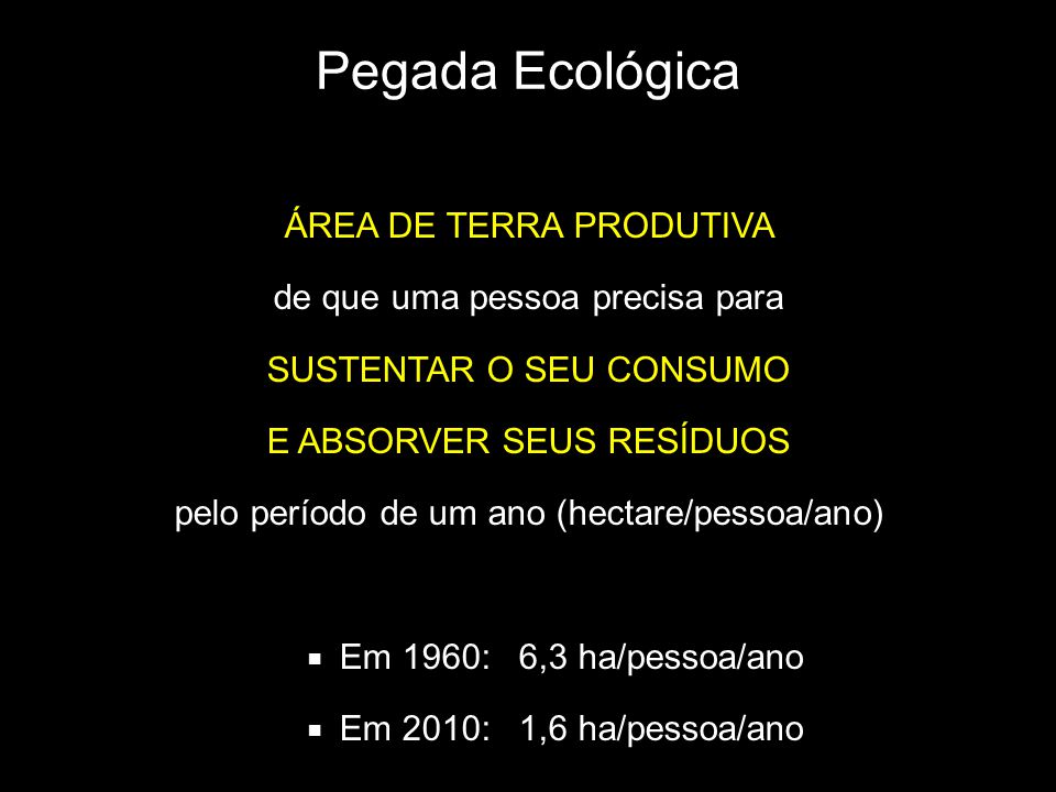 Pegada Ecológica ÁREA DE TERRA PRODUTIVA