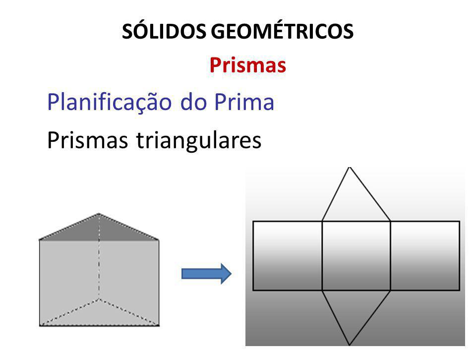 SÓLIDOS GEOMÉTRICOS Prismas Planificação do Prima Prismas triangulares