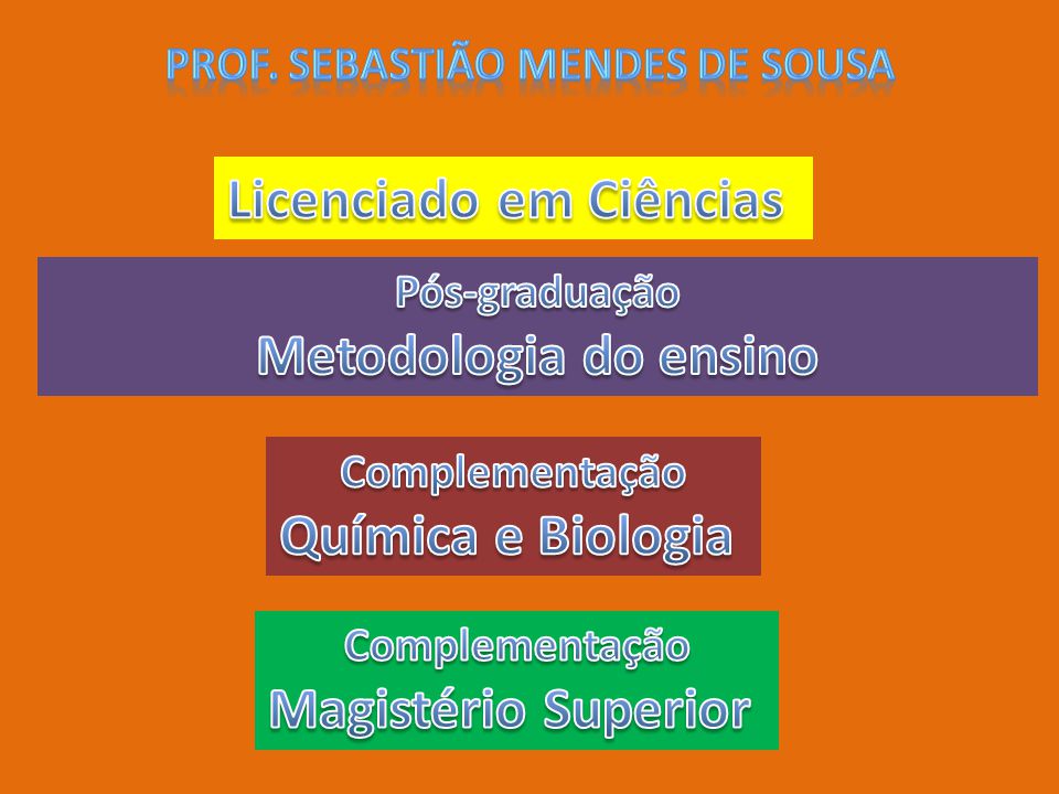 Prof. Sebastião mendes de Sousa Licenciado em Ciências