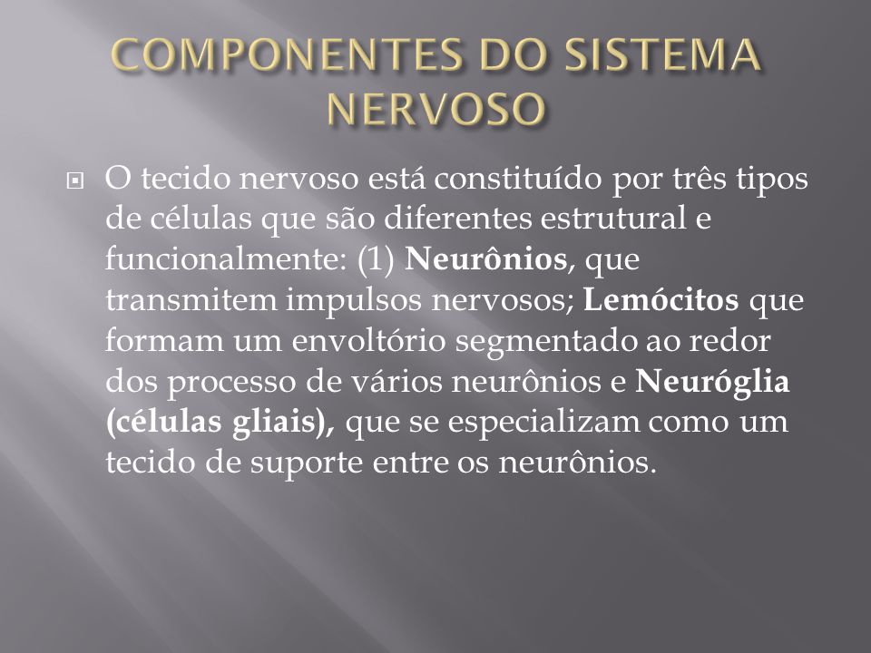 COMPONENTES DO SISTEMA NERVOSO