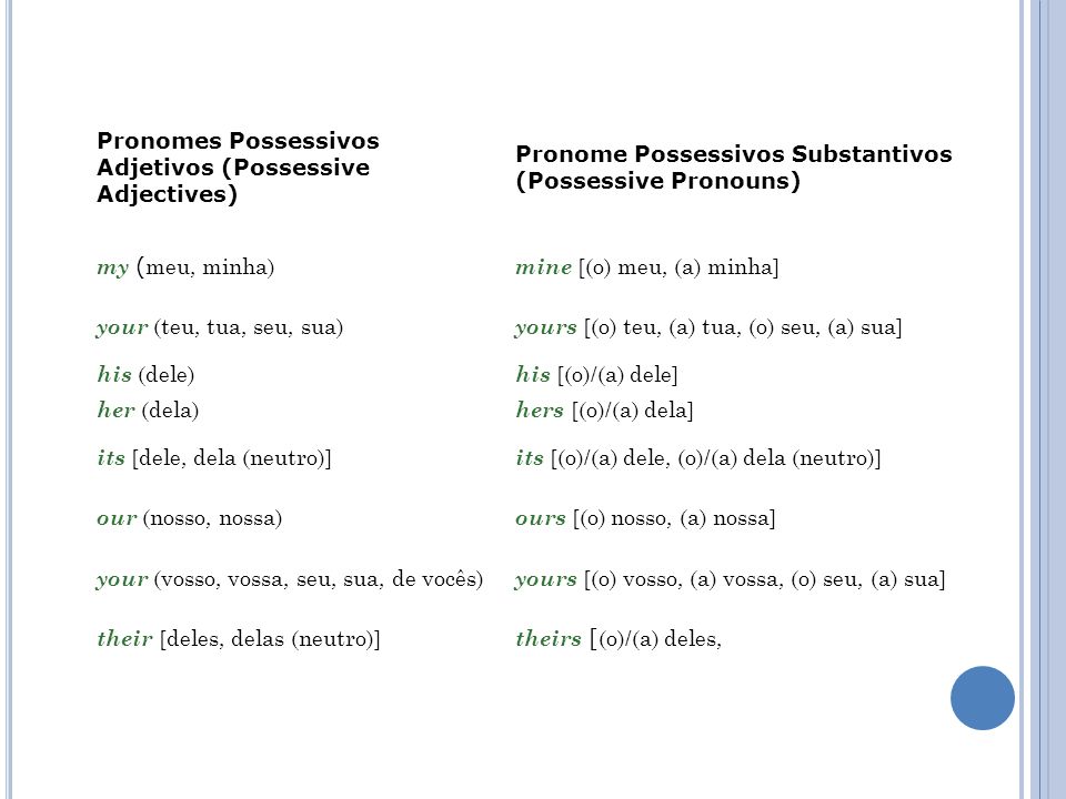 Pronomes Possessivos Adjetivos (Possessive Adjectives)