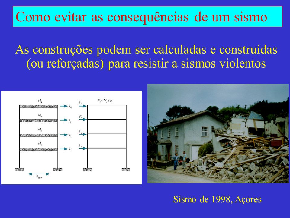 As construções podem ser calculadas e construídas (ou reforçadas) para resistir a sismos violentos