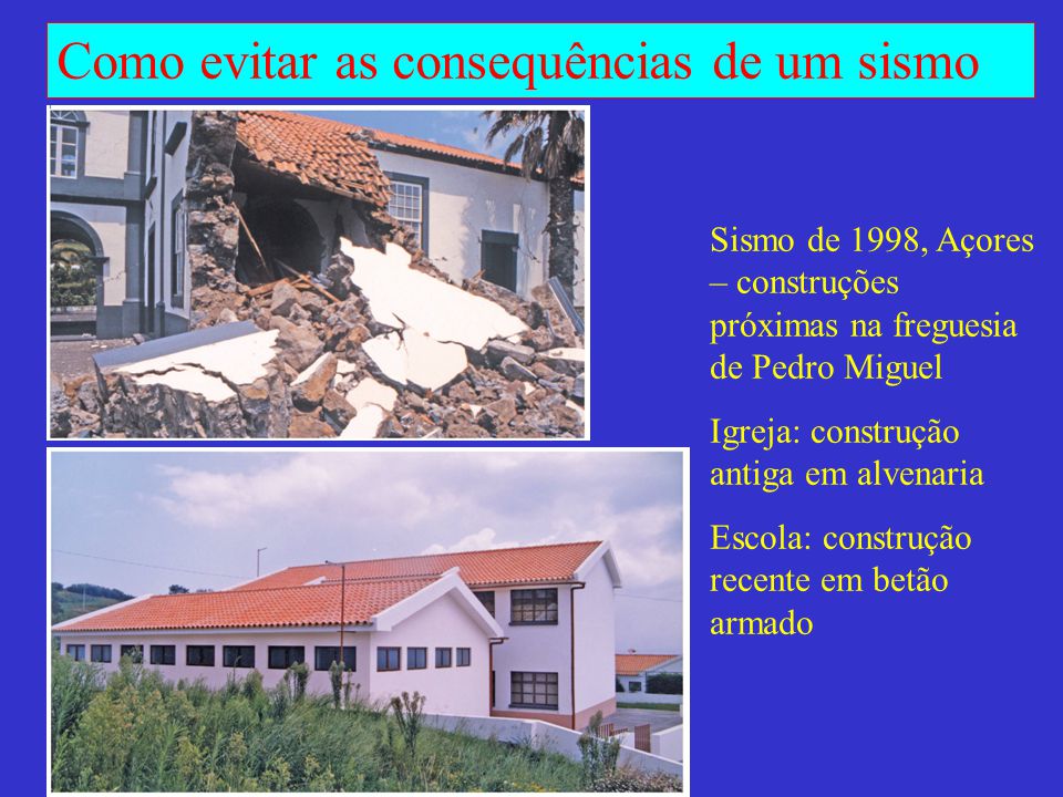 Sismo de 1998, Açores – construções próximas na freguesia de Pedro Miguel