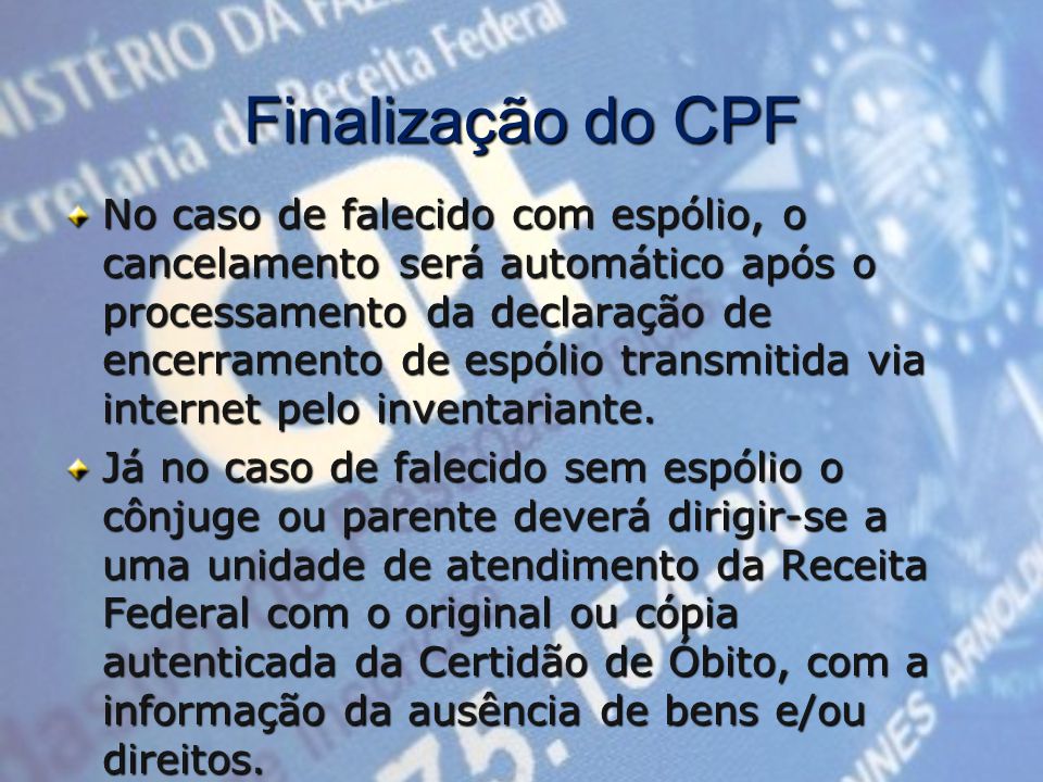 Finalização do CPF