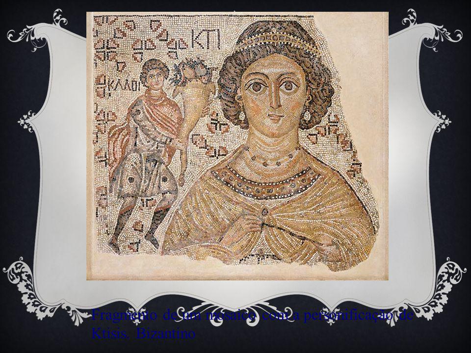 Fragmento de um mosaico com a personificação de Ktisis. Bizantino