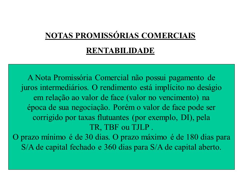 NOTAS PROMISSÓRIAS COMERCIAIS