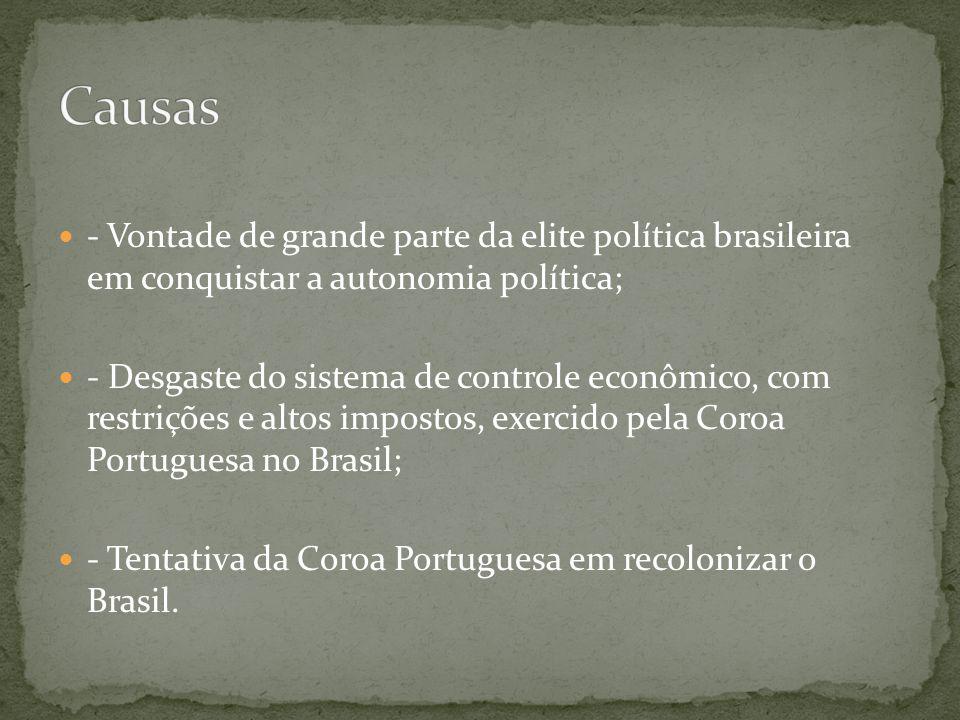 Causas - Vontade de grande parte da elite política brasileira em conquistar a autonomia política;