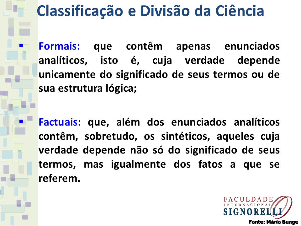 Classificação e Divisão da Ciência