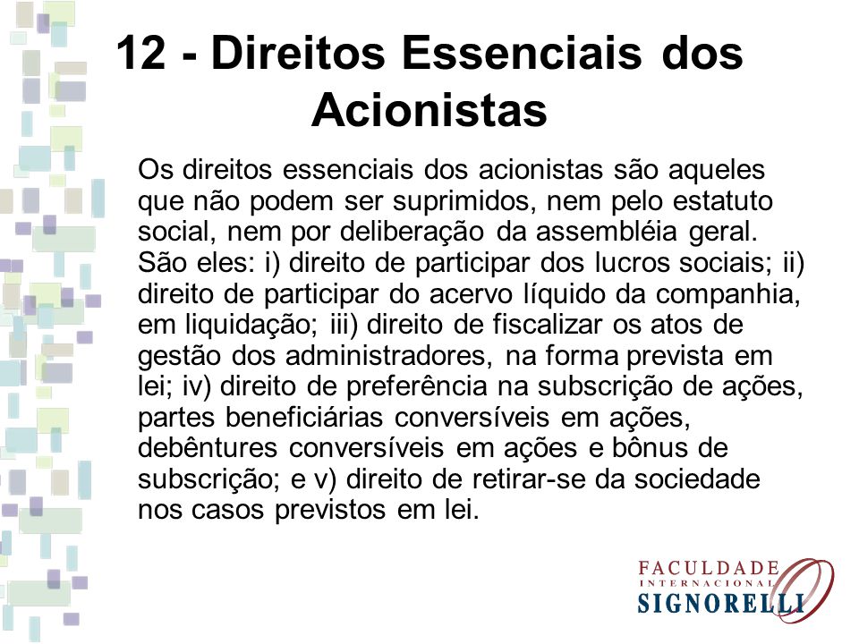 12 - Direitos Essenciais dos Acionistas