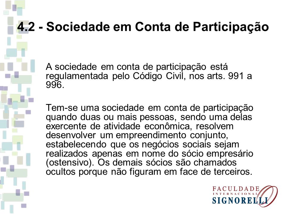 4.2 - Sociedade em Conta de Participação