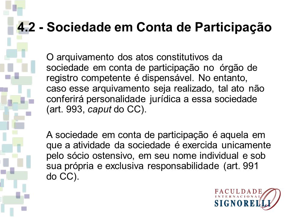 4.2 - Sociedade em Conta de Participação