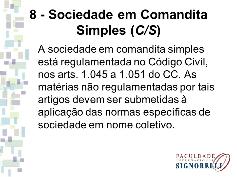 8 - Sociedade em Comandita Simples (C/S)