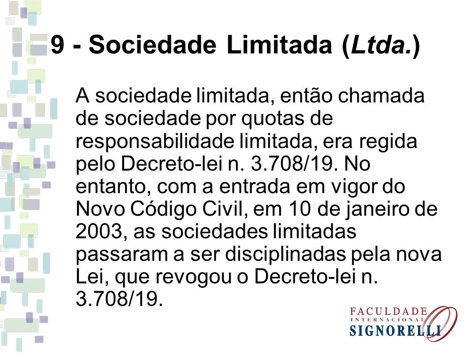 9 - Sociedade Limitada (Ltda.)