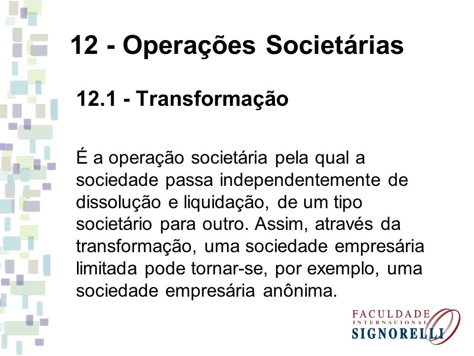 12 - Operações Societárias