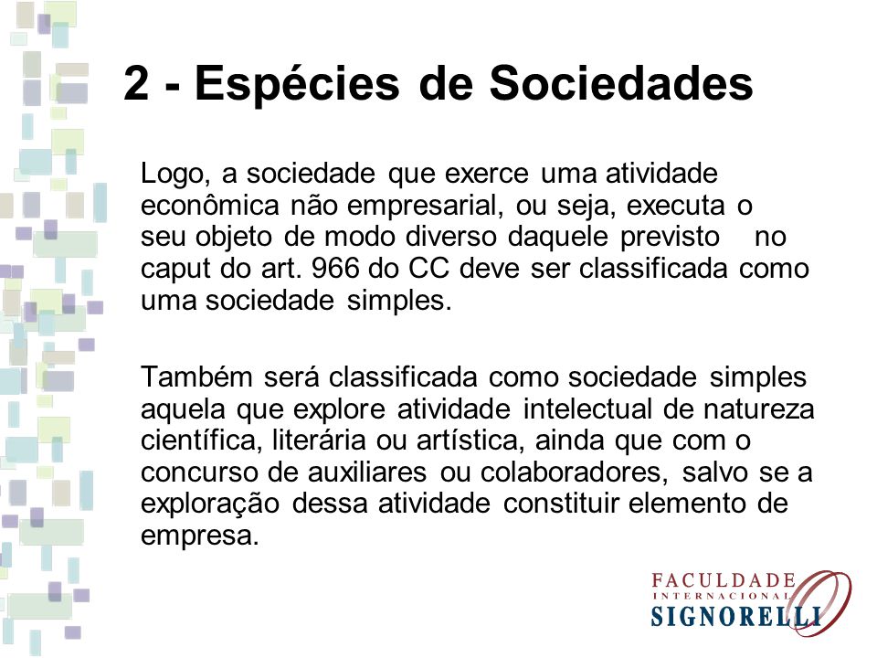 2 - Espécies de Sociedades